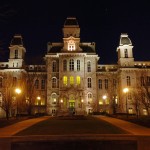 Picture of SU Campus - Hall of Languages at night.